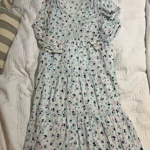 A New Day Pastel Patterned Tiered Dress Size XS